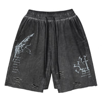 Men's Plus Size Loose Distressed Washed Retro Tattered Jeans Pants