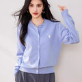 Simple Wool Cardigan Women's Sweater Coat Embroidered Rabbit Solid Color