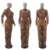 Women's Casual Fashion Loose Shirt Long Sleeve Jumpsuit