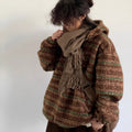 Men's Gradient Woolen Sweater Hooded Vintage Coat