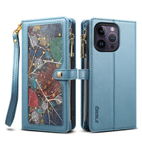 Women's Multi-card Zipper Painted Leather Case