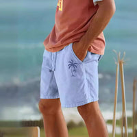 Men's Heat Transfer Patch Beach Drawstring Elastic Shorts