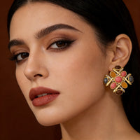 Agate S925 Silver-Needle Court-Style Retro High-End Earrings