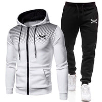 Printed Zip-Up Hoodie And Pants Training Set