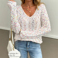 Loose And Lazy Style V-neck Pullover Long Sleeve Hot Girl Sweater