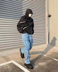 Retro Street Hip Hop Style Irregular Pleated Jeans