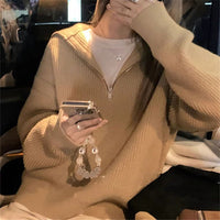 Womens Relaxed-fit Niche Zip-up Sweater