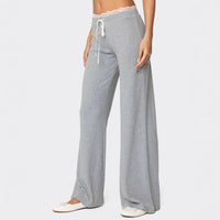 Women's Drawstring Drapey Loose Lace-trimmed Trousers