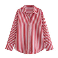 Women's Lapel Collar Multi-Color Long-Sleeve Single-Breasted Shirt