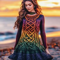 Retro Braided Long-sleeved Sweater Dress