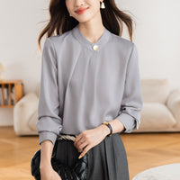 French-style Elegant Long-sleeve Chiffon Professional Top