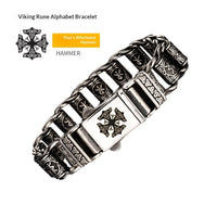 Nordic Viking Rune Compass Totem Titanium Steel Bracelet