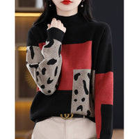 Womens Half-Turtleneck Color-Block Base Layer Top Extra-Soft And Thick