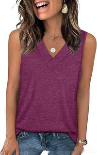 V-neck Casual Loose-fit Sleeveless Shirt