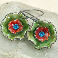 Retro Blue Dripping Oil Petal Earrings European And American Style