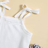 Children Straps Top Printed Trousers Two-piece Suit