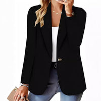 Autumn And Winter Fashion All-matching Solid Color One Button Suit Coat For Women