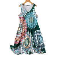 Women's Fashion Printed V-neck Sleeveless Dress