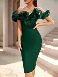 Off-the-shoulder V-neck Elegant And Sexy Bodycon Dress