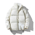 Warm Solid Color Loose Stand-collar Unisex Cotton Coat