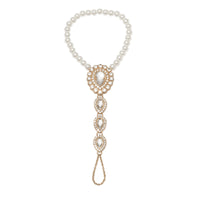 Diamond Studded Pearl Anklet In Drop Shape
