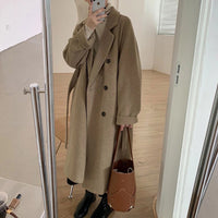Autumn And Winter Korean Hepburn Style Double Breasted Women's Woolen Overcoat Coat