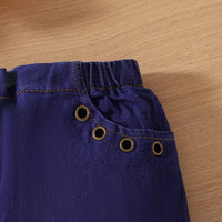 Girls' Yellow With Polka Dots Suspender Flared Jeans Suit