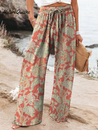 Women's High Waist Casual Loose Printed Wide-leg Pants