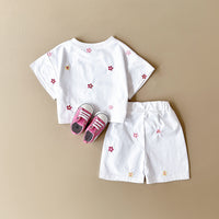 Girls' Floral T-shirt Comfortable All-match Suit
