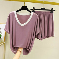 Fashion Color Contrast Pajamas For Women Suit