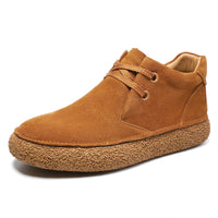 Matte Suede Mid-Top SneakersMartin Boots Mens Casual Leather Shoes Thick-Soled Trendy Shoes