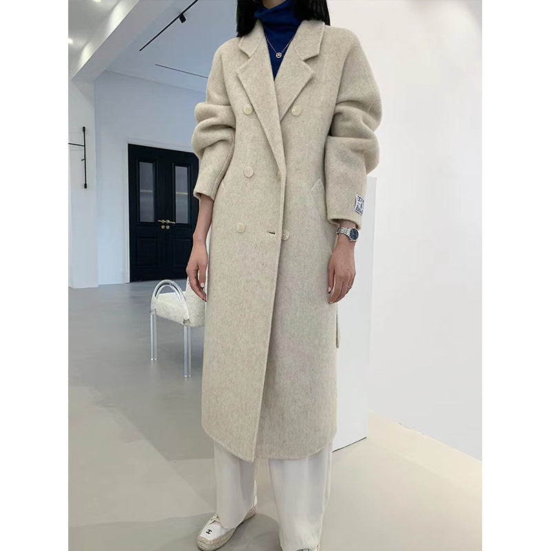 Light Luxury Thick Rabbit Fur Silk Double-faced Woolen Goods Coat