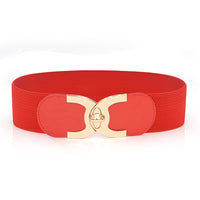 Fastener Decoration Wide Belt Women's Elastic Waistband