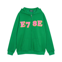 Alphanumeric Printing Plus Velvet Cardigan Sweater