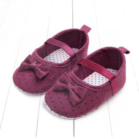 Baby Girl Solid Color Toddler  0-6-12 Months Non-slip Shoes Bow