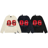 American High Street Letters And Numbers Jacquard Artificial Mink Hair Soft Glutinous Sweater For Women