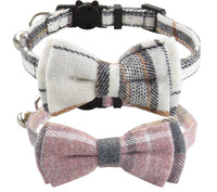 Bow Tie Cat Collar Bandana Breakaway Pet Collar Bandana With Classic Plaid Adjustable Cat Collar With Scarf And Bowtie Necklace