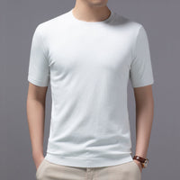 Spring And Summer New Knitted Round Neck Short-sleeved Shirt Bottoming Shirt For Men