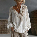 Womens Amazon-style Loose-fit V-neck Top With A Printed Design