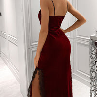 Deep V Ladies Nightdress Velvet Temptation Backless Long Sling Pajamas