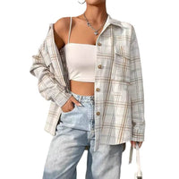 European And American Leisure Mid-length Plaid Shirt Jacket Cardigan Shirt