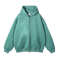 Men's Fleece-lined Thickened Double-headed Zipper Hooded Sweater
