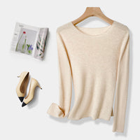 Machine Washable 60 Seamless Bottoming Shirt Round Neck Wool Sweater For Women