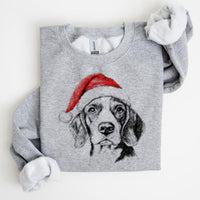 Christmas Puppy Print Polyester Round Neck Sweatshirt Unisex