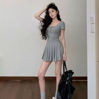 U-neck Short-sleeve Dress For Women