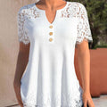 Plus Size Women's Knitted Lace Stitching Lace Short-sleeved T-shirt