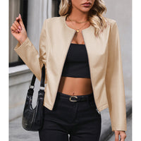 European And American-style Jacket Outerwear Top PU Biker Leather Jacket