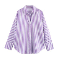 Women's Lapel Collar Multi-Color Long-Sleeve Single-Breasted Shirt