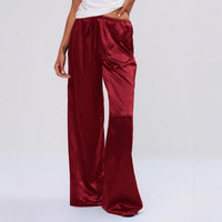 Satin Loose Wide Leg Drawstring Long Pants