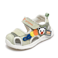 Summer Boy Hollow Baotou Beach Velcro Casual Leather Cartoon Baby Sandals